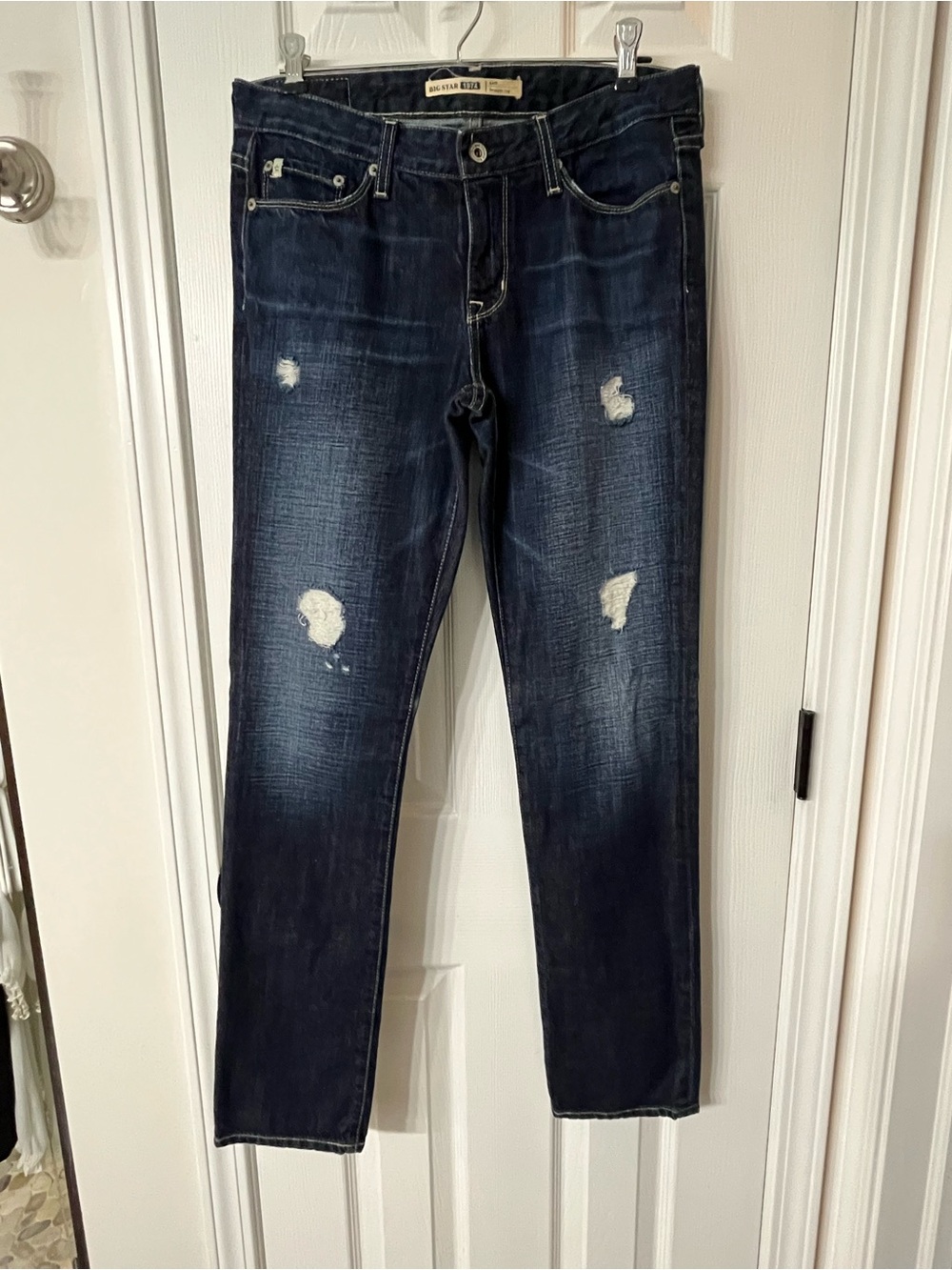 Big Star Dark Wash Distressed Women’s Straight Leg Jeans